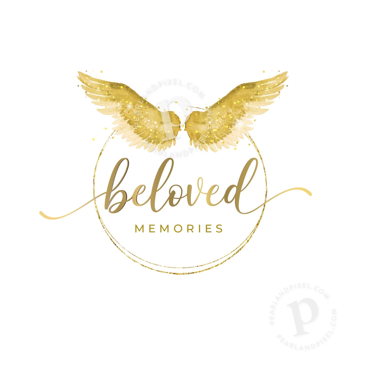 Gold Angel Wings Logo Design, Logo Design and Branding Package, Wings Logo, Angel Logo, Spiritual Logo, Bereavement Logo