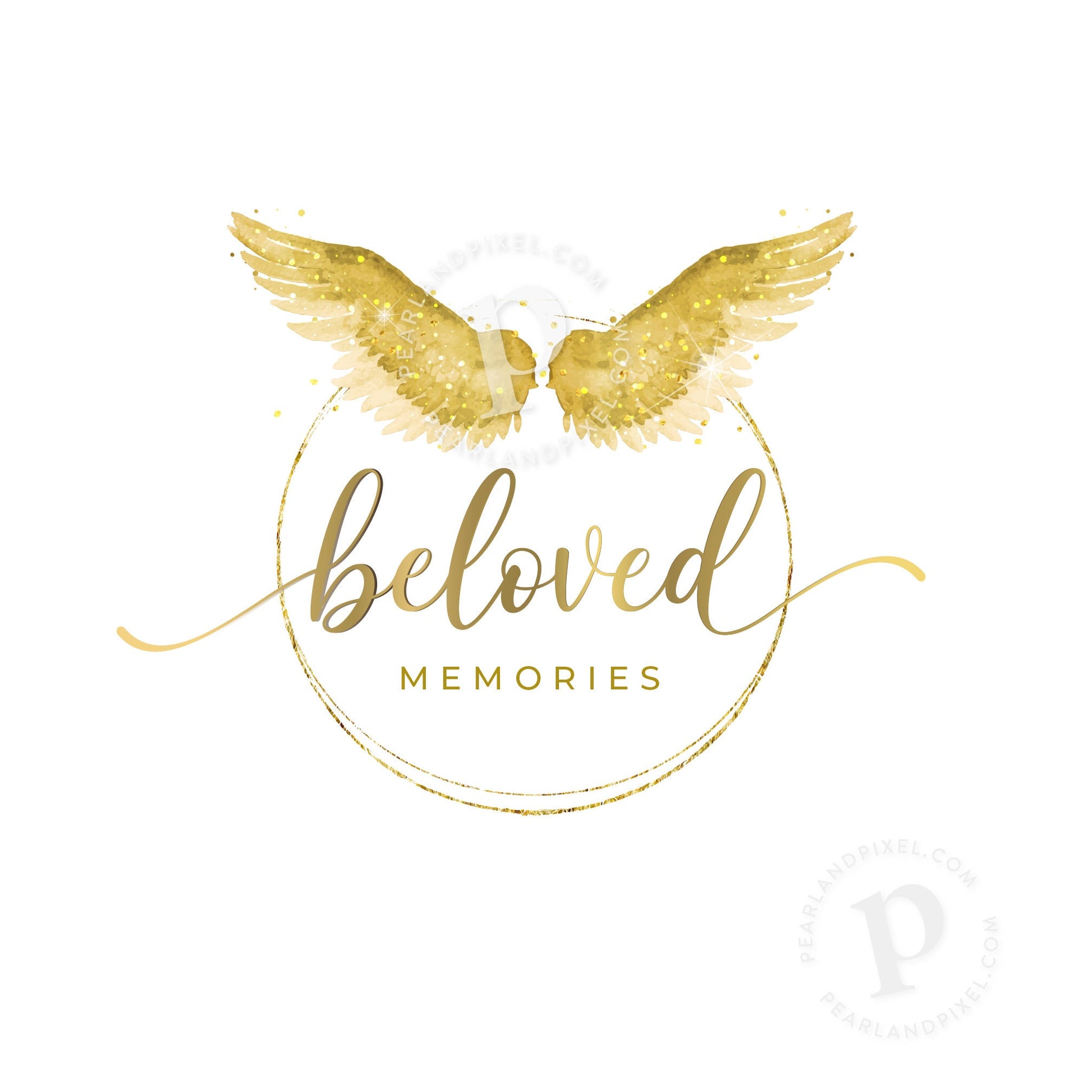 Gold Angel Wings Logo Design, Logo Design and Branding Package, Wings Logo, Angel Logo, Spiritual Logo, Bereavement Logo