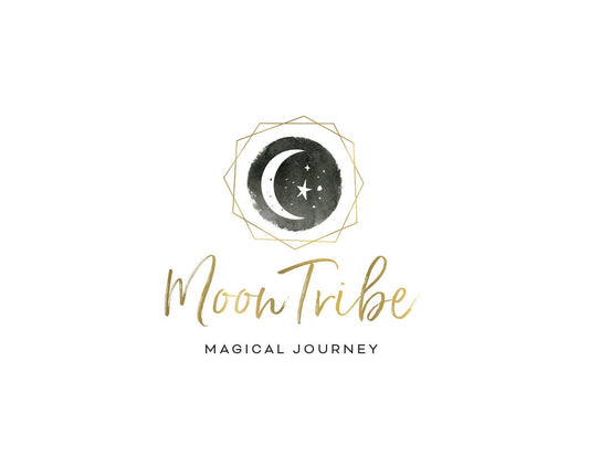 Crescent Moon Logo | Custom Branding Logo With Gold Moon Emblem & Boho Goddess Style