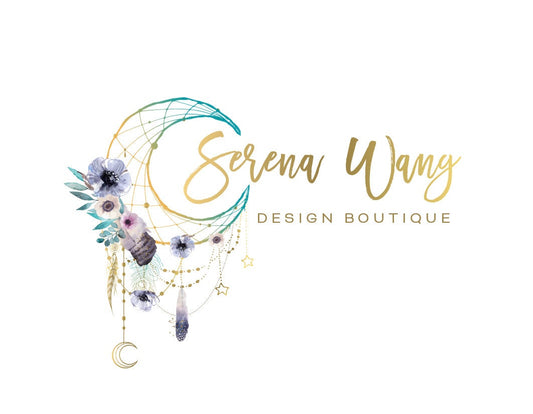 Dreamcatcher Logo Design - Bohemian Logo With Moon Motif | Custom Brand Emblem