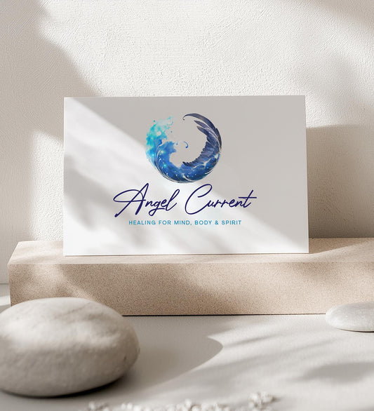 Angel Wing Logo – Custom Spiritual Wellness Logo for Energy Healer Branding