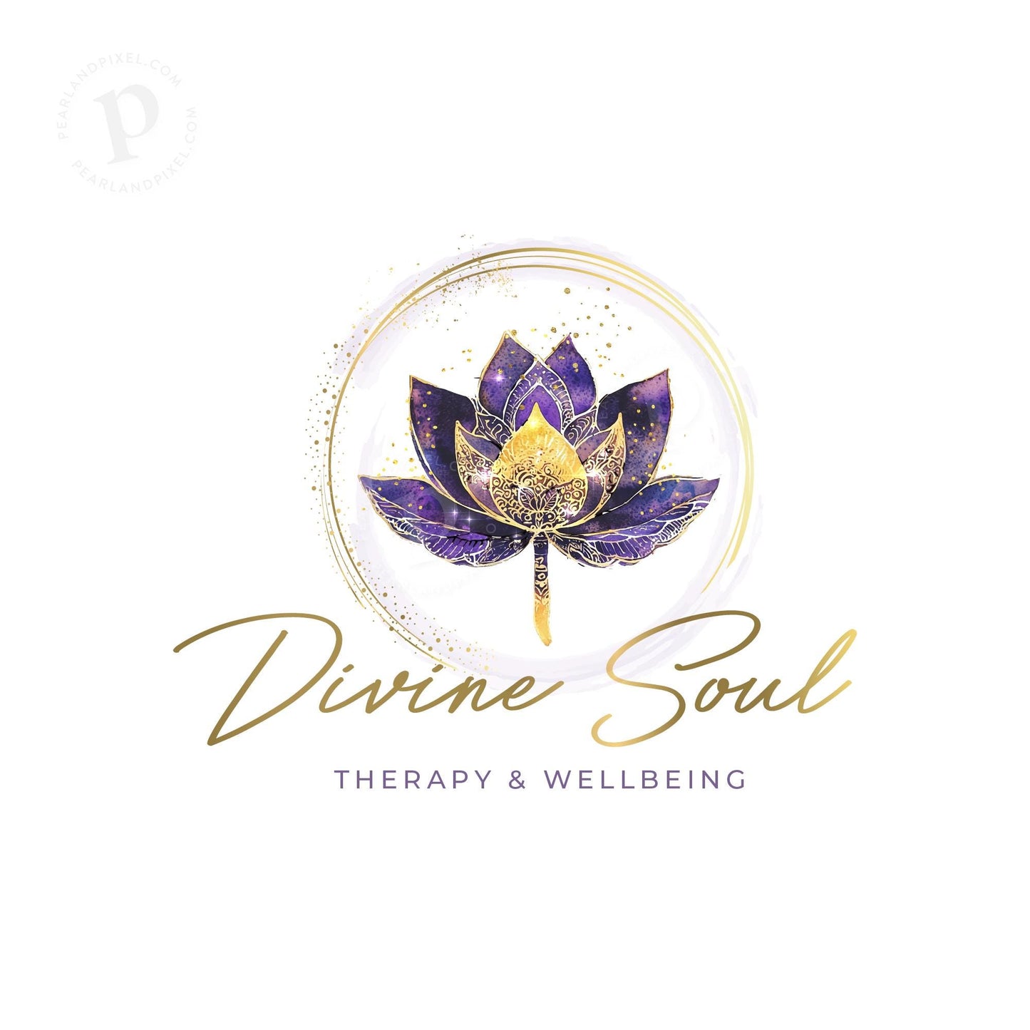 Lotus Logo Design, Holistic Branding, Wellness Brand Kit for Yoga, Therapy, Spa and Healing