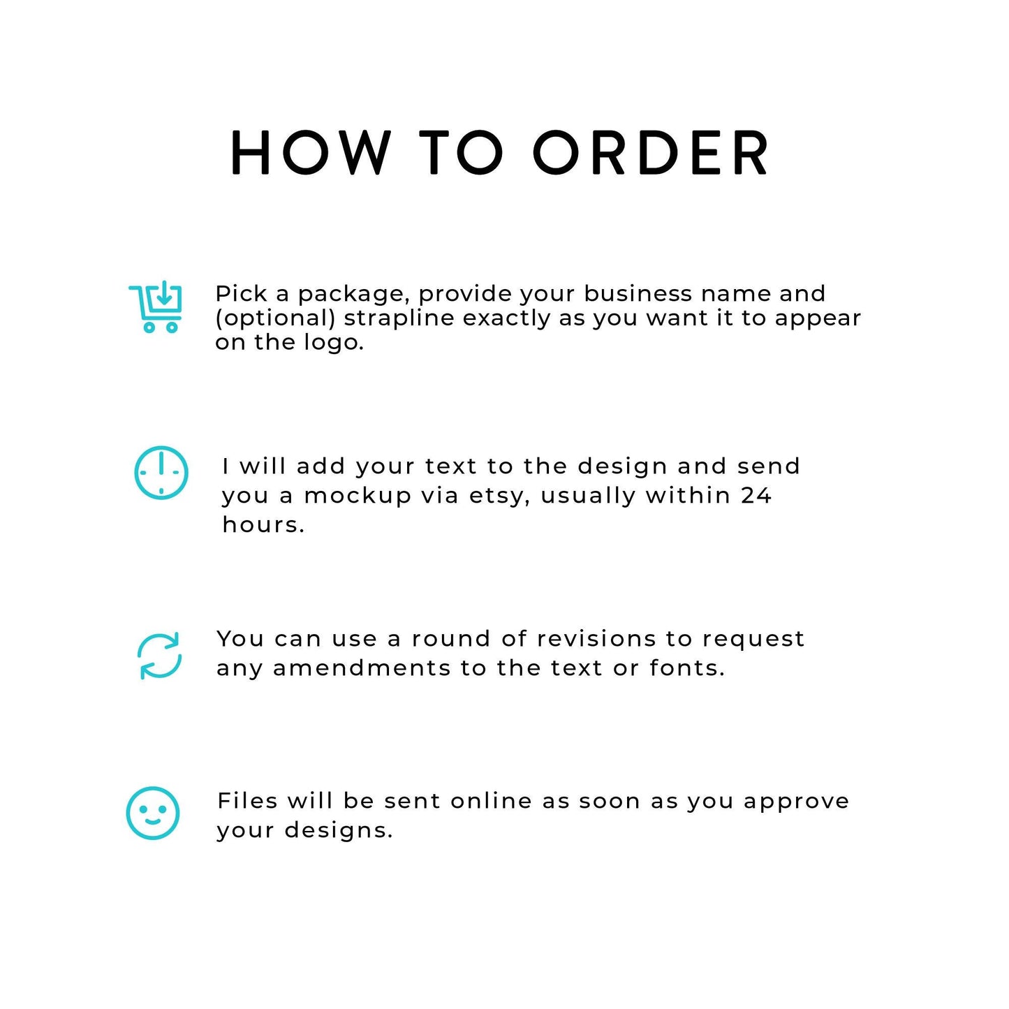 a white background with a text description for how to order