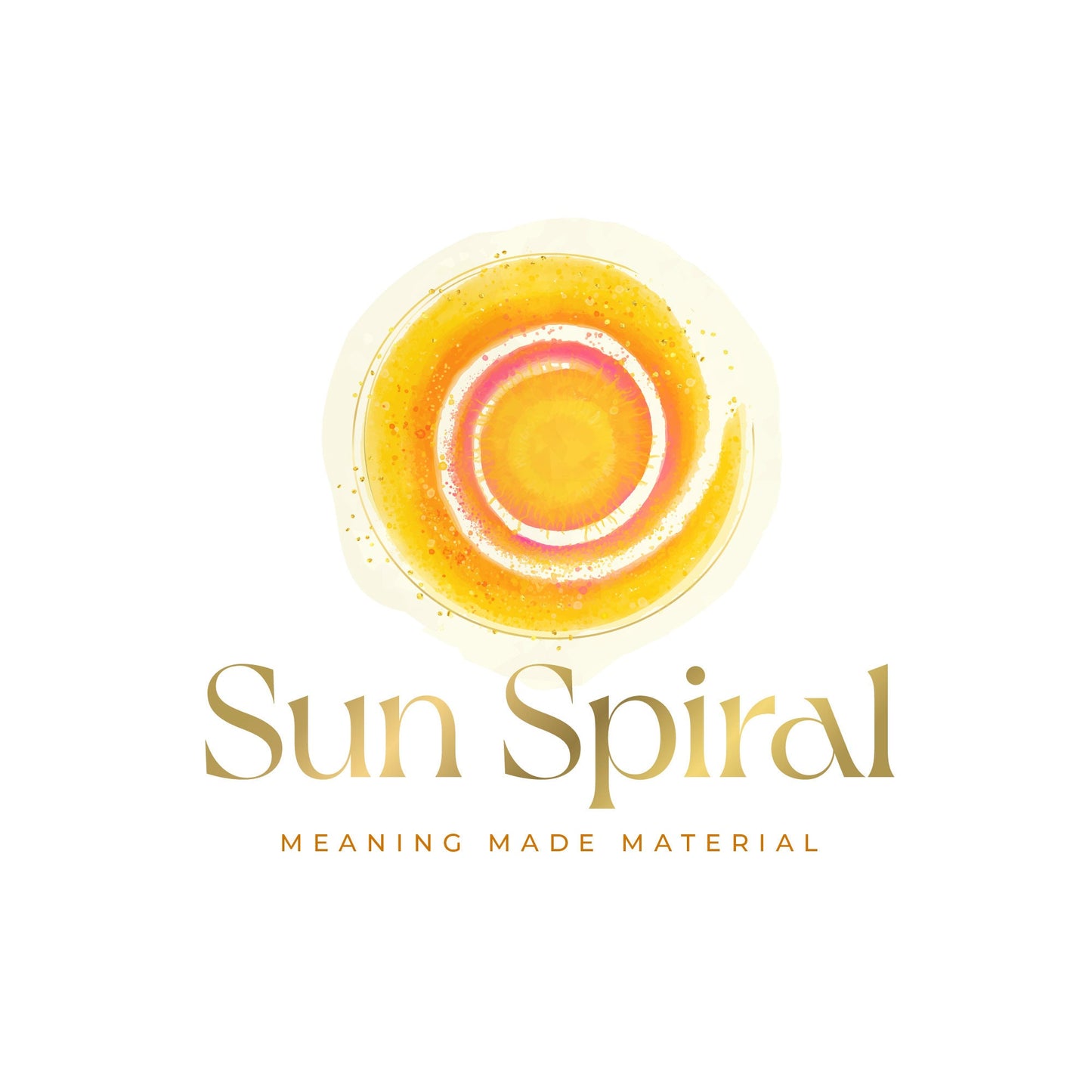 Sun Spiral Logo - Orange Branding Kit With Gold Yellow Watercolor Spiral Art
