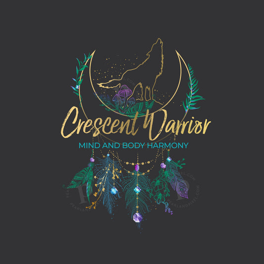 Wolf Moon Dreamcatcher Logo – Boho Style Logo | Mystical Wolf Design & Nature Inspired Branding