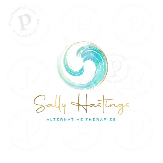 Wellness Logo Design – Abstract Wave Logo | Teal Blue Branding Package