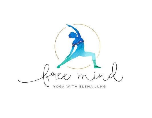 Customized Yoga Logo Design - Serene Blue Watercolor Silhouette with Gold Circle