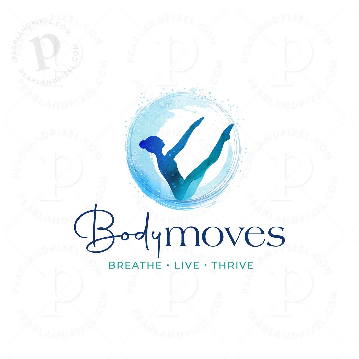Pilates Logo Design - Custom Studio Branding With Water Flow Motif & Circle Logo