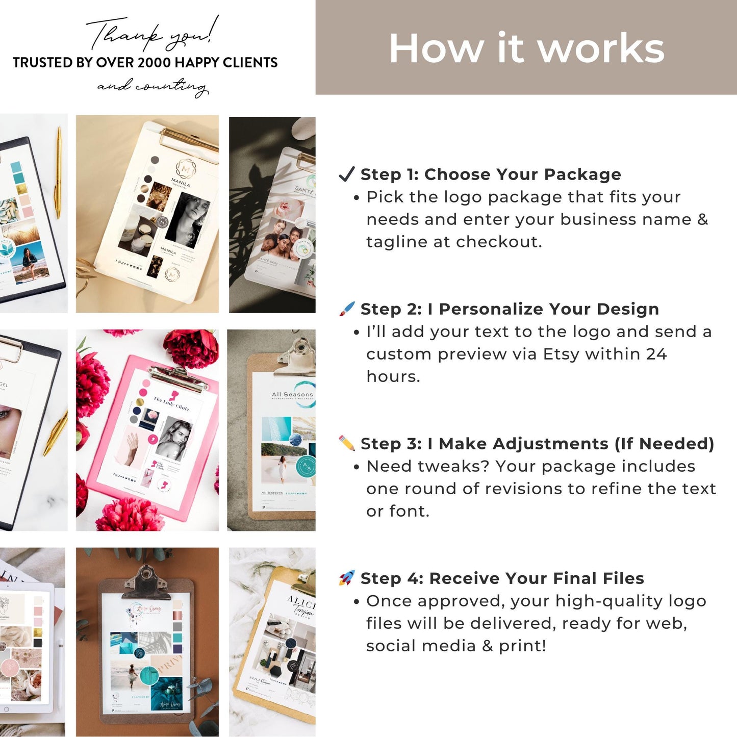 Wellness Logo Design - Custom Watercolor Logo | Hand Painted Style & Brand Identity Kit