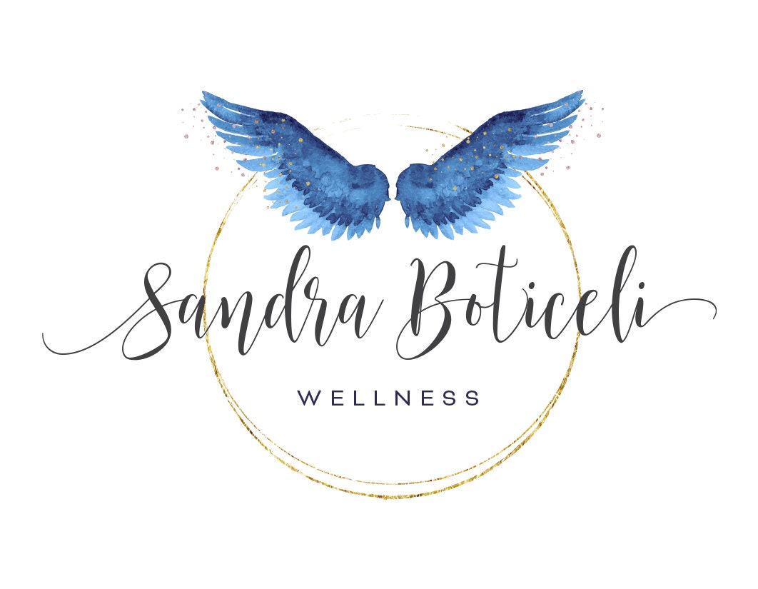 Angel Wings Logo – Gold and Blue Spiritual Branding for Holistic Healers
