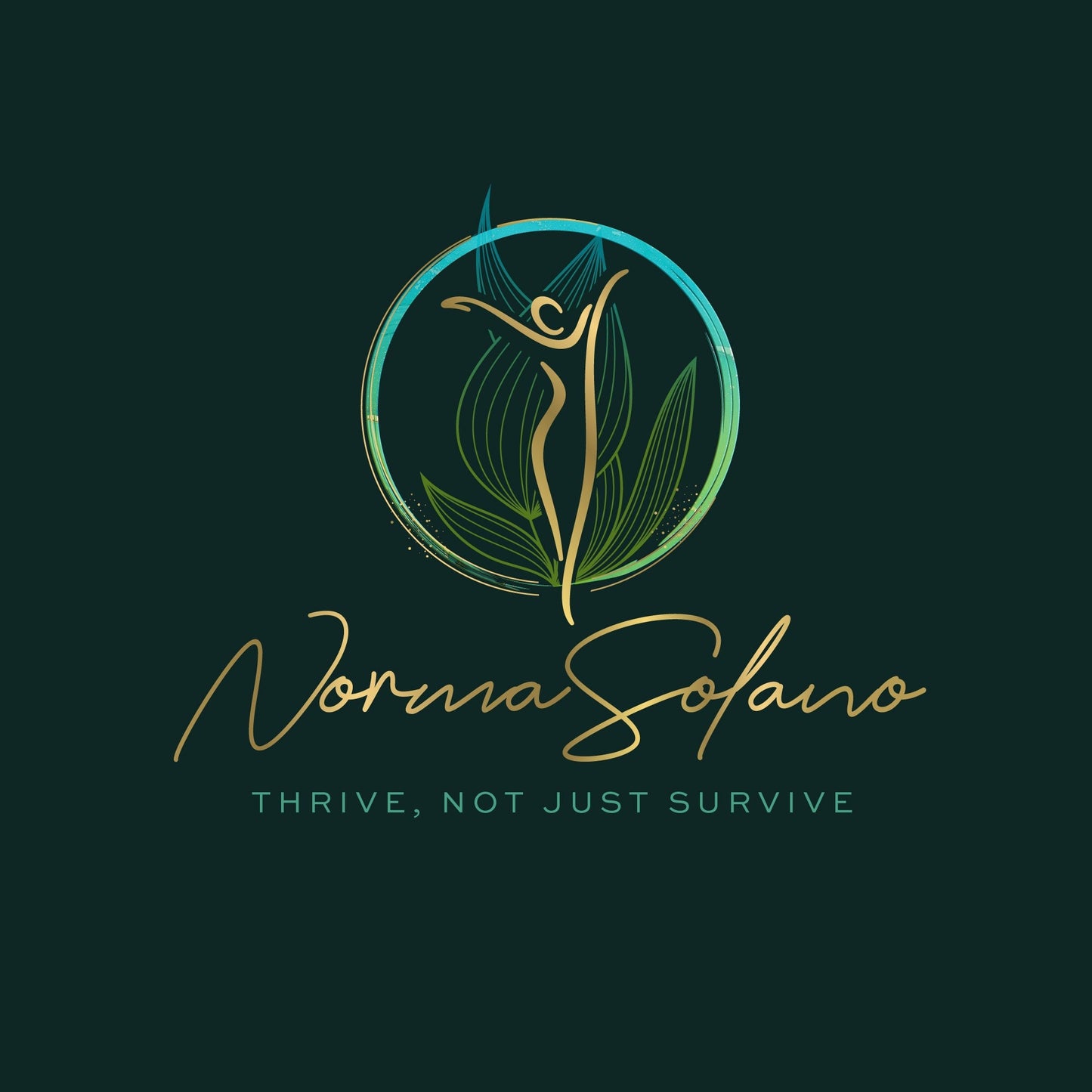 Wellness Logo Design – Green Leaf Logo, Gold Silhouette Branding Package