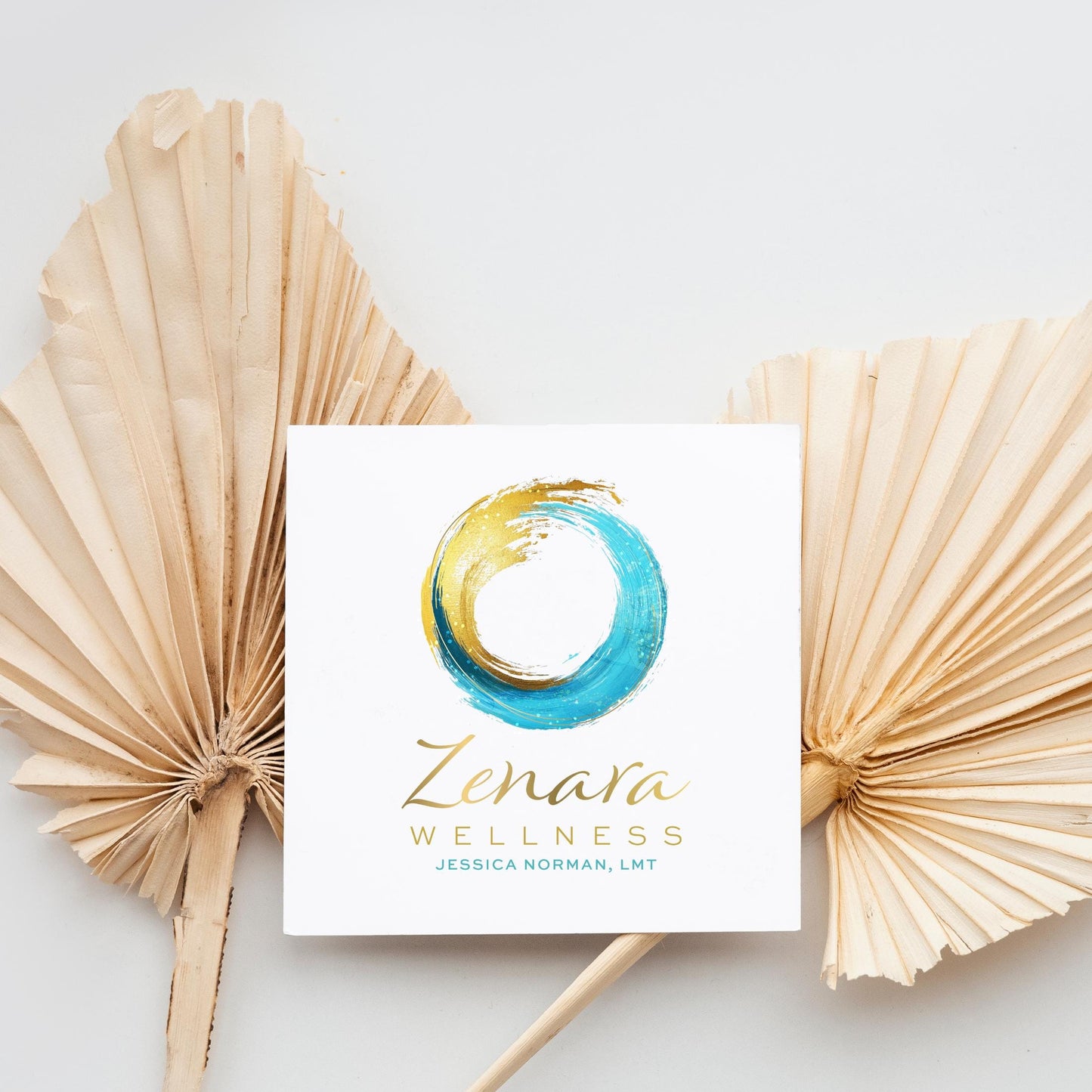 Wellness Logo Design – Custom Holistic Spa Branding | Turquoise Gold Brushstroke