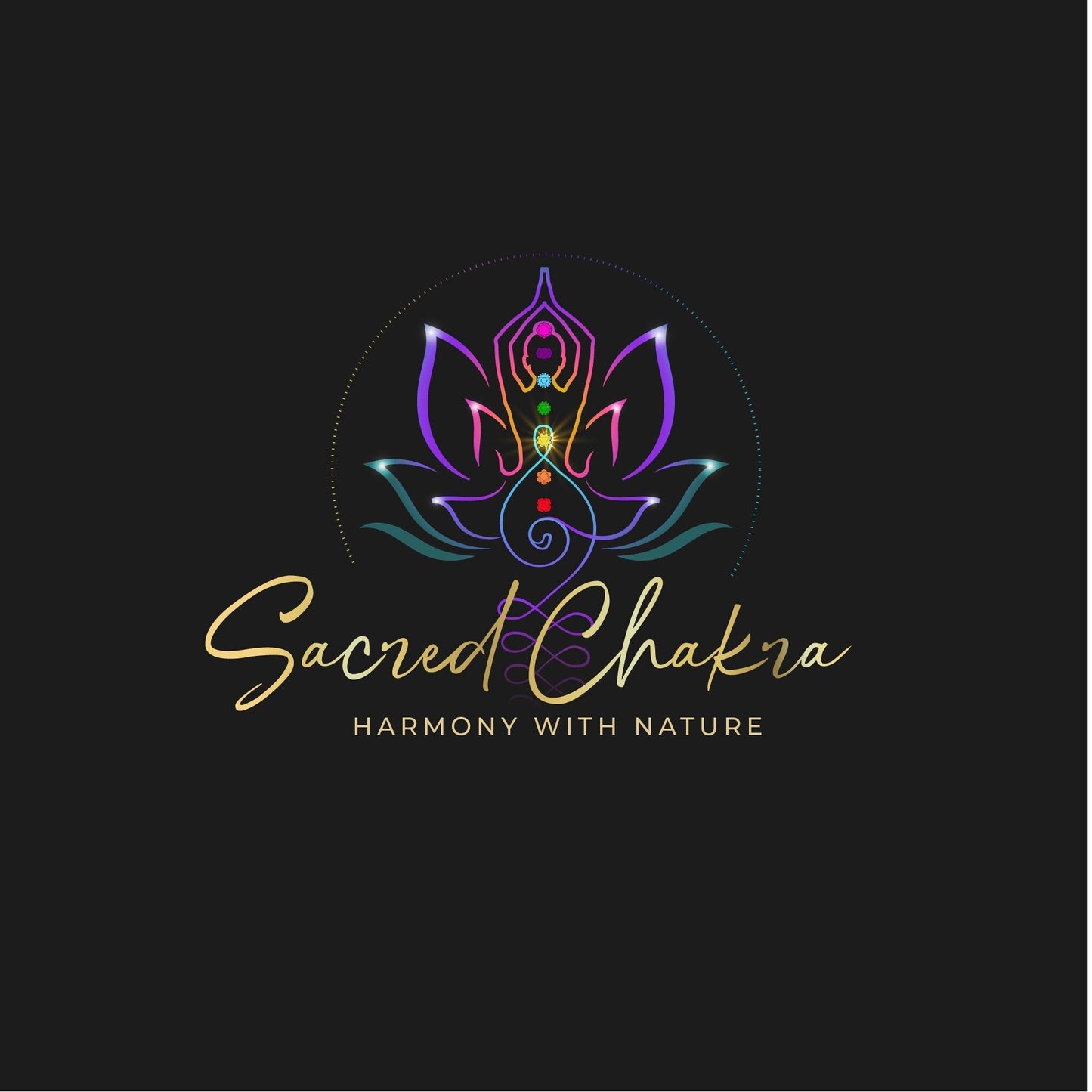 Chakra Healing Logo – Gold Lotus Design | Spiritual Branding & Wellness Logo