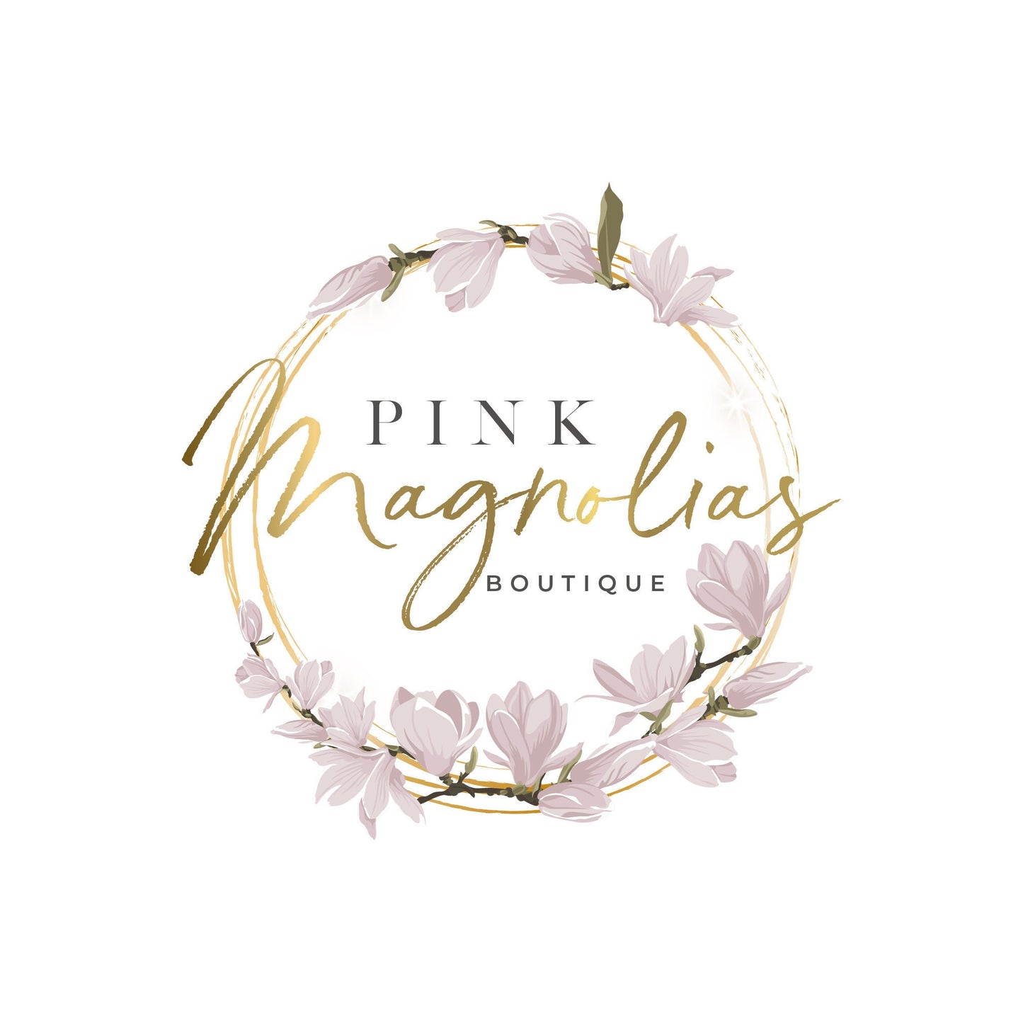 Magnolia Logo Design – Custom Floral Wreath Logo for Feminine Boutique Brand
