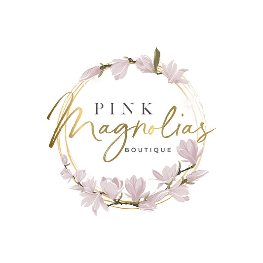 Magnolia Logo Design – Custom Floral Wreath Logo for Feminine Boutique Brand
