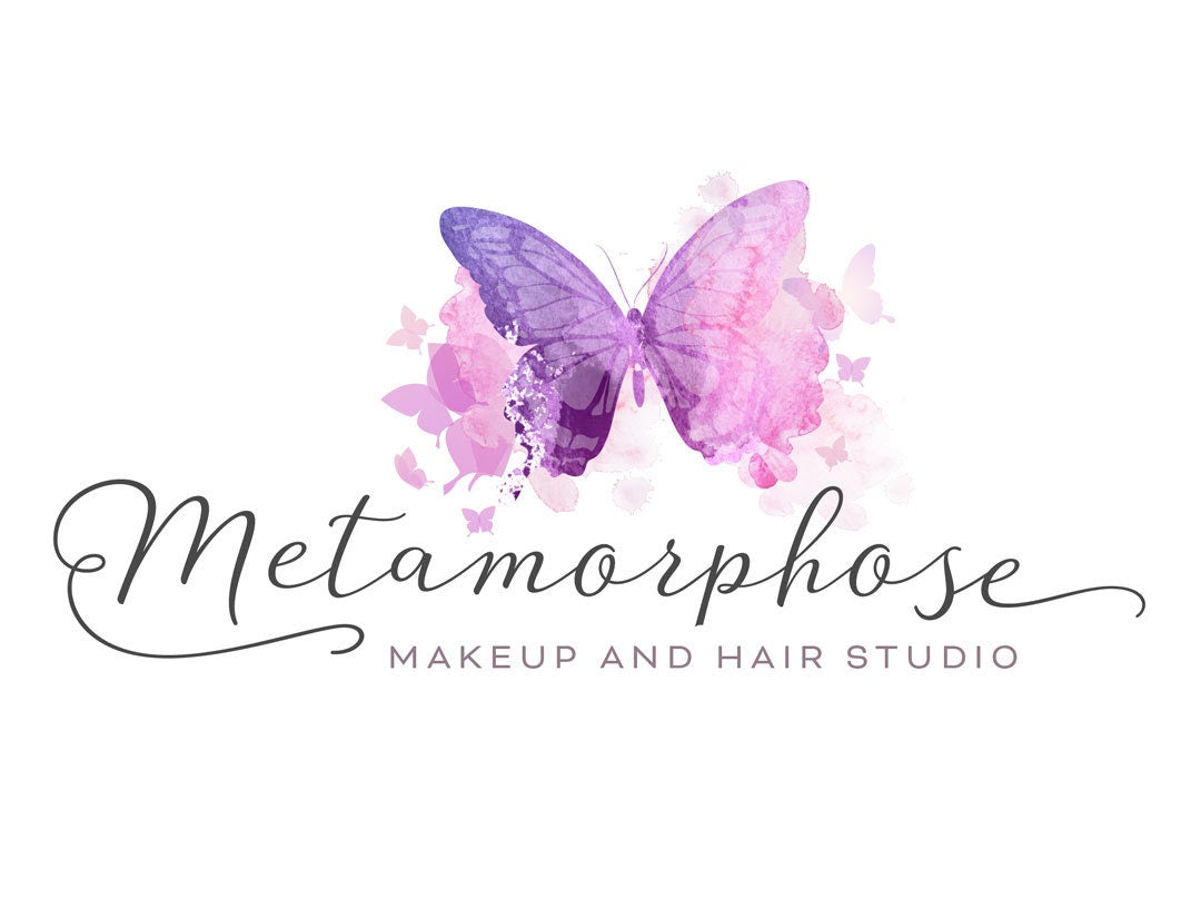 Butterfly Logo Design - Custom Logo Branding Watercolor Butterfly Art Package