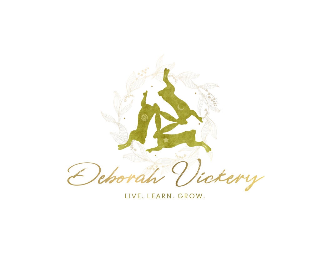 Three Hare Logo Design - Custom Pagan Wicca Logo with Green Gold Colors