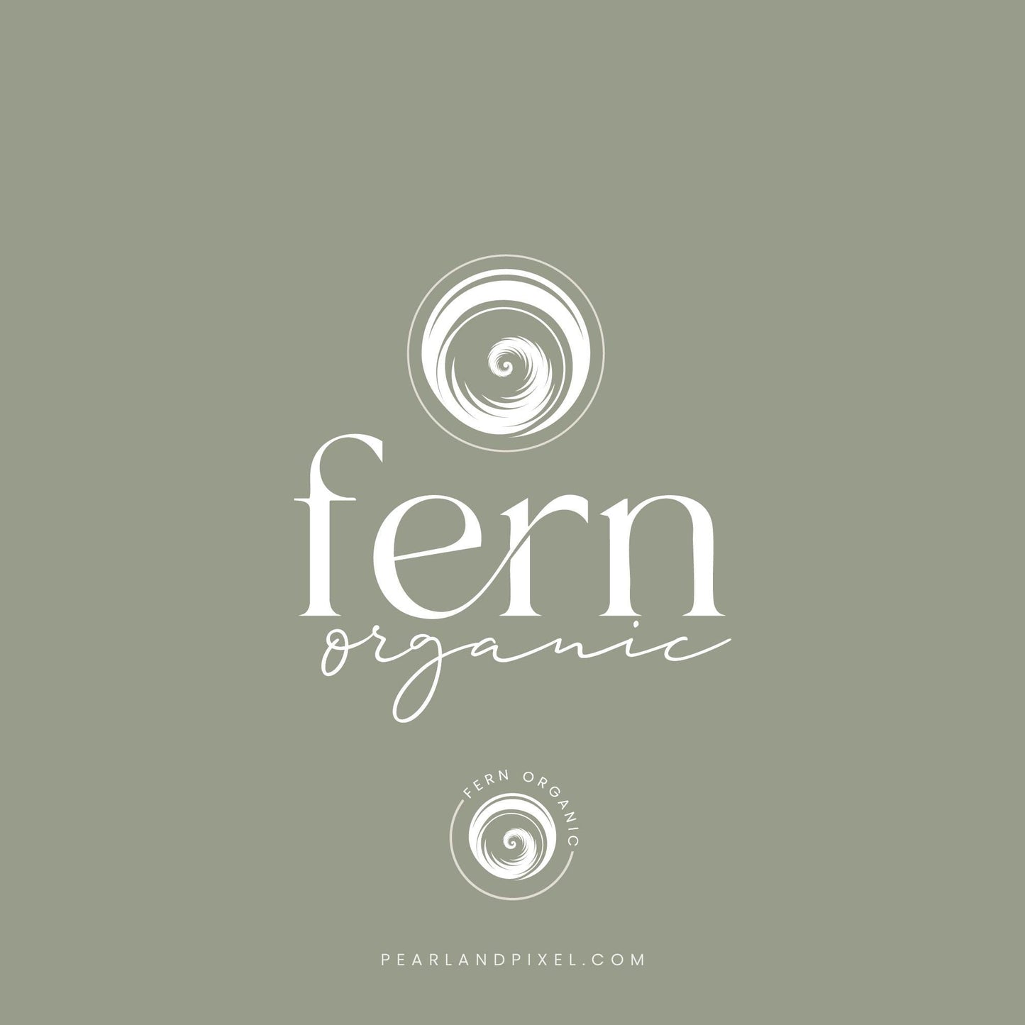 Fern Spiral Logo – Organic Brand Identity & Wellness Logo Design Kit