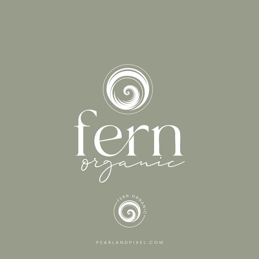 Fern Spiral Logo – Organic Brand Identity & Wellness Logo Design Kit