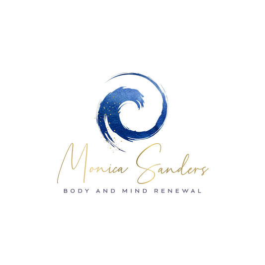 Wellness Logo Design – Blue Spiral Logo with Gold Text Branding Kit