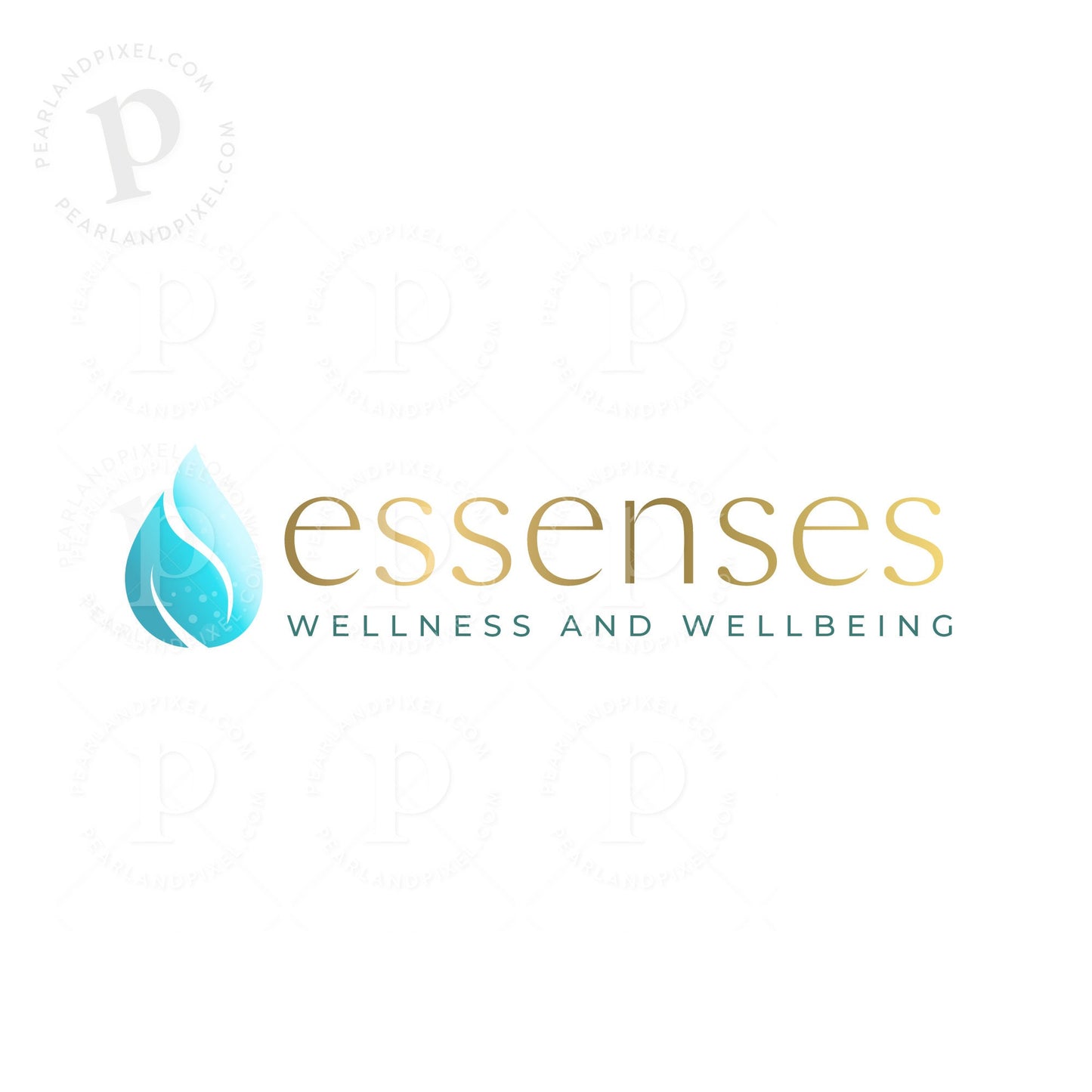 Water Drop Logo – Custom Teal Design | Wellness Clinic Branding & Gold Leaf