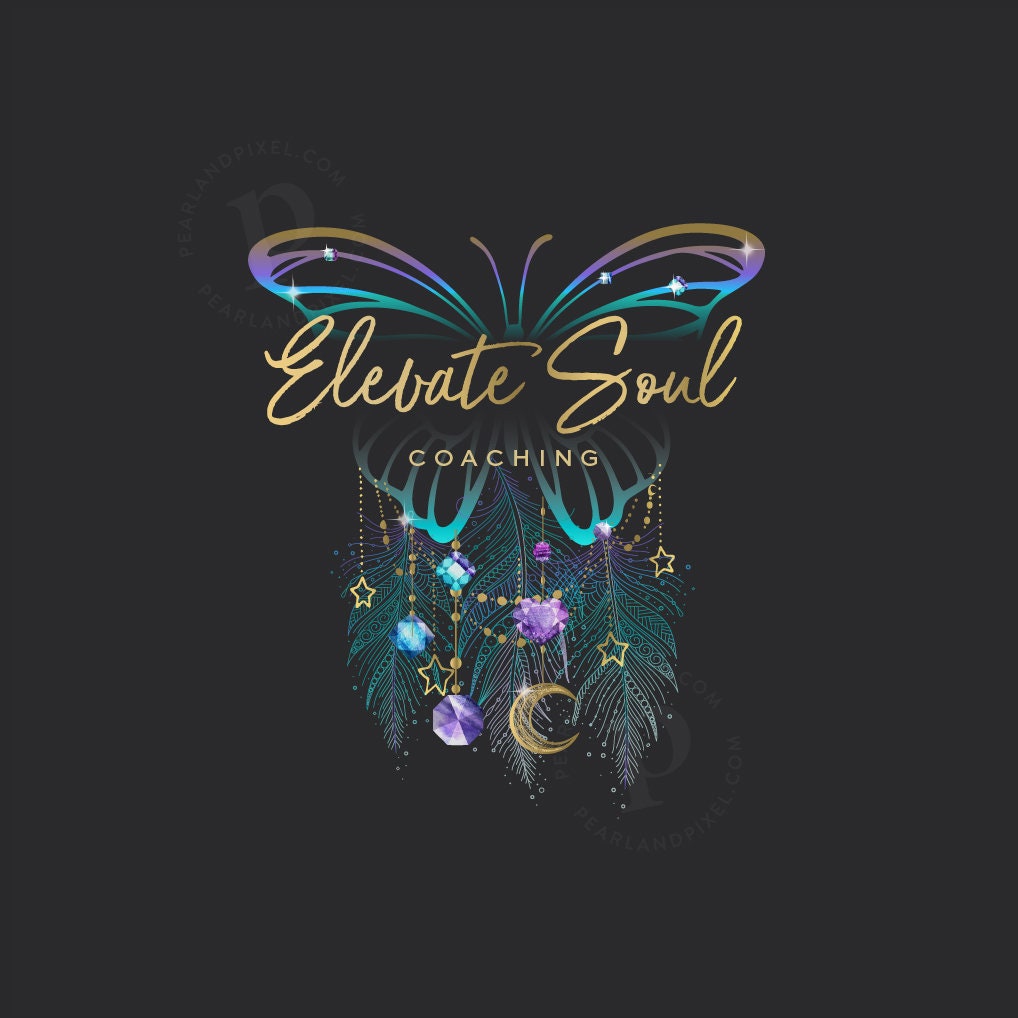 Butterfly Dreamcatcher Logo | Mystical Boho Branding & Custom Font Design